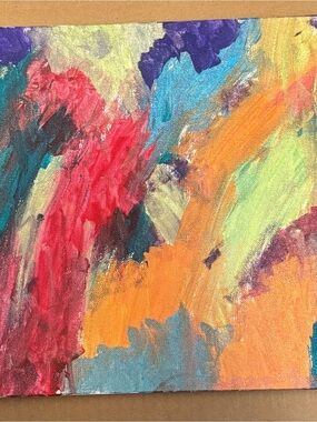 Abstract Multicolor Canvas Art - Vibrant Red, Orange & Blue Accents 11x14 canvas